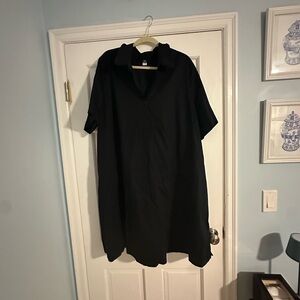 Old Navy Black Poplin Shirtdress - XXL TALL